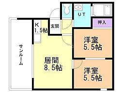 エスコート25 2LDKの間取図画像