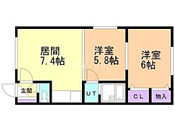 リラ-a 2DKの間取図画像