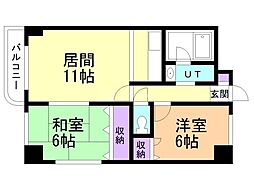 エーデルワイスパーク 2LDKの間取図画像