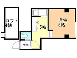 マリオンビスタ 1Kの間取図画像
