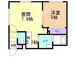 グランメールアーク 1LDKの間取図画像