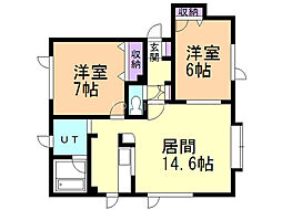 プレジール 2LDKの間取図画像