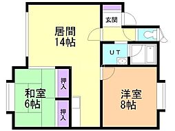 アーバンヒル弐番館 2LDKの間取図画像
