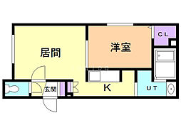 リストワール元町駅南 1LDKの間取図画像