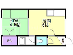 ハイツ16 1DKの間取図画像