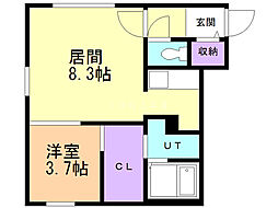 SENNAMOTOMACHI 1LDKの間取図画像