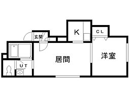 エスコートN23 1LDKの間取図画像