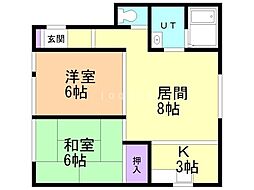 コロナード 2LDKの間取図画像