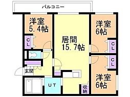 ZABO HILLS MIKAHO 3LDKの間取図画像