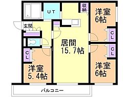 ZABO HILLS MIKAHO 3LDKの間取図画像