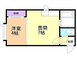 アークコート北41条2 1DKの間取図画像