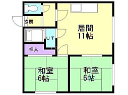 スカイコーポ宮本 2LDKの間取図画像