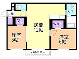 メルベイユ元町 2LDKの間取図画像