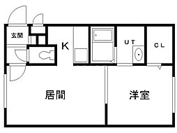 グランメール元町 1LDKの間取図画像
