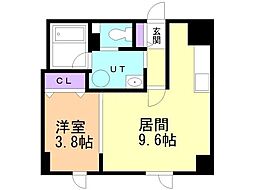 レガート東区役所前A 1LDKの間取図画像