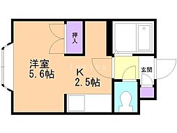 プレサント北8条A 1Kの間取図画像