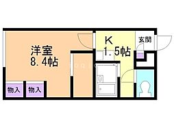 レオパレス白樺2 1Kの間取図画像