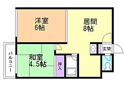 パーク・ハイツ88 2DKの間取図画像