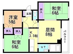 TRマンション2 3LDKの間取図画像