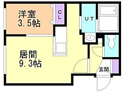 K 1LDKの間取図画像