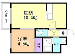オルセー環状通東 1LDKの間取図画像