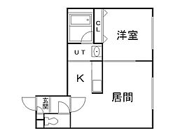 メゾンドコー 1LDKの間取図画像