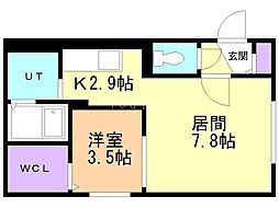 札幌市東区北十六条東10丁目マンション 1LDKの間取図画像