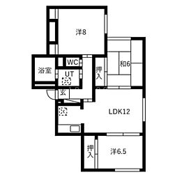 本井ハイツ 3LDKの間取図画像