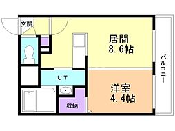 シティレジデンス新道東 1LDKの間取図画像