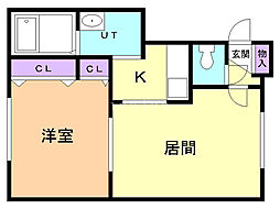らいふN34 1LDKの間取図画像