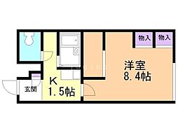 レオパレスモエレ 1Kの間取図画像