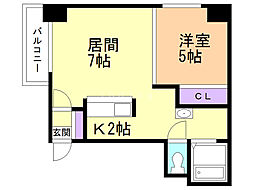 パレス154 1LDKの間取図画像