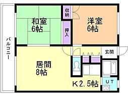 コーポ新玉栄通17 2LDKの間取図画像