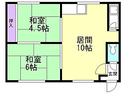 1thコーポK&Y 2LDKの間取図画像