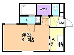 札幌市営東西線 南郷13丁目駅 徒歩8分の賃貸マンション 4階1Kの間取り