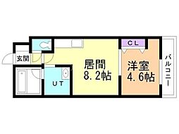 札幌市営東西線 菊水駅 徒歩4分の賃貸マンション 4階1LDKの間取り