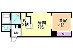 プロートン 1LDKの間取図画像