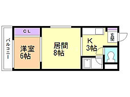 メゾン村井 1LDKの間取図画像
