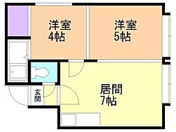 K2オオタキビル 2DKの間取図画像