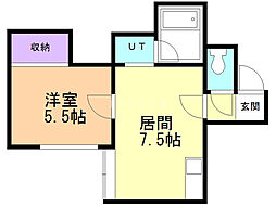 カナルコート2 1DKの間取図画像