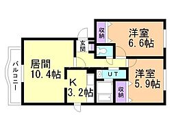 ハイム・エトワールC 2LDKの間取図画像