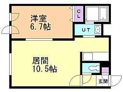 アビネス本通II 4階1LDKの間取り