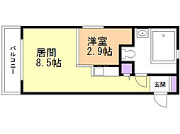 フレンズ本通南 1LDKの間取図画像
