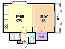 クリスタル 1LDKの間取図画像