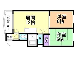 ハイムプロティア 4階2LDKの間取り