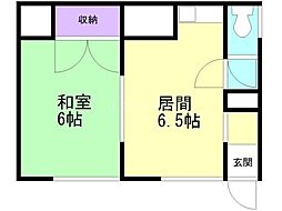 第一田中荘 1DKの間取図画像