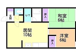 コーポ岡部 2LDKの間取図画像