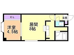 サンライト豊平 1LDKの間取図画像