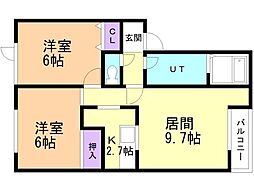 ユーフォリアB 2LDKの間取図画像