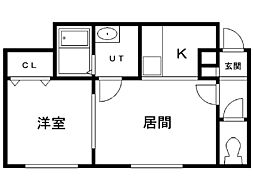 パークレーン美園 1LDKの間取図画像
